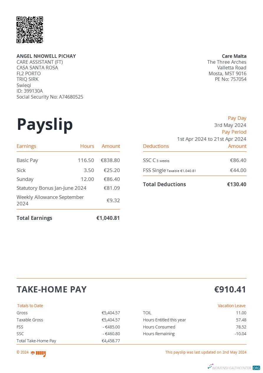 Download Care Malta payslip template in Word and PDF formats.pdf, 1 Photoshop template